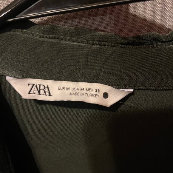 Womens ZARA Dark Green Silky Blouse - Picture 3 of 4